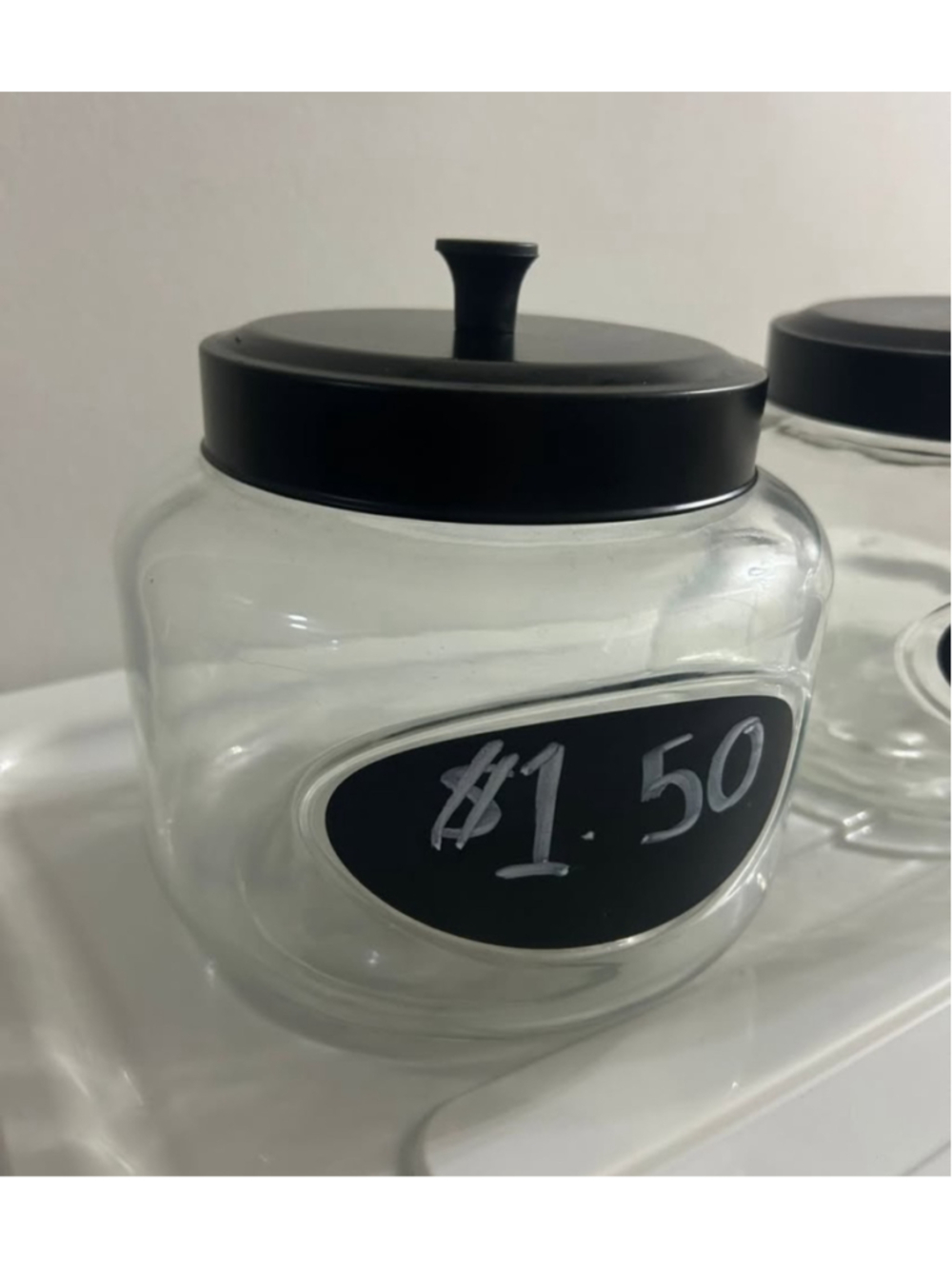 108OZ Storage Jar with Lid & Chalk Sign